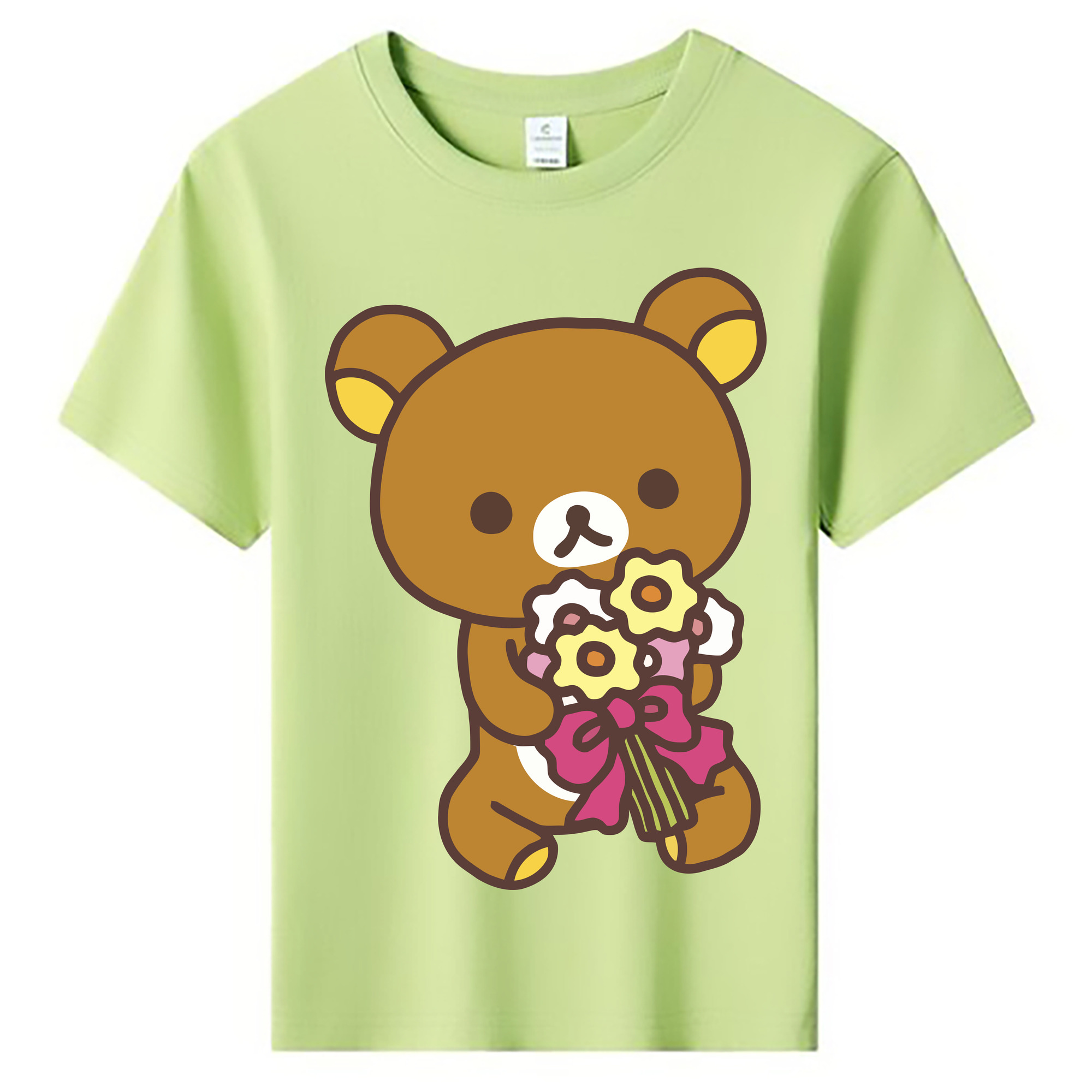 （画像用） リラックマ リラックマ キイロイトリ Rilakkuma Korilakkuma Kiiroitori 綿100％キッズTシャツ（フロントプリント）